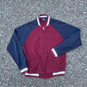 Polo by Ralph Lauren Men's Maroon and Navy Bomber Jacket